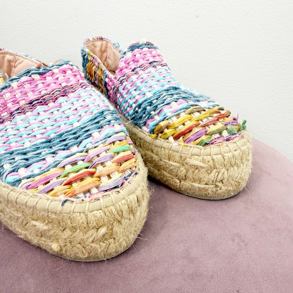Manebi Woven Acapulco Raffia Jute Platform Multicolor Espadrilles Size 37 - Picture 7 of 9